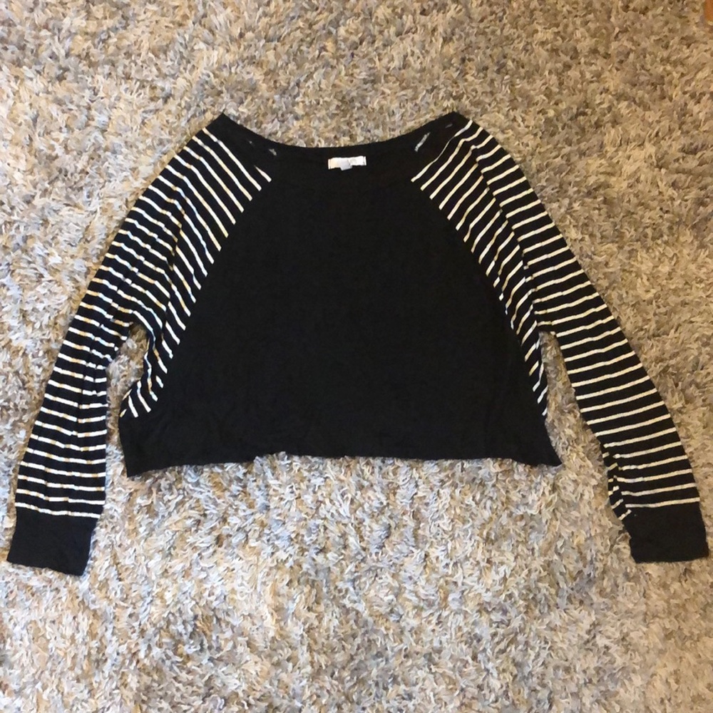 Black and white striped long sleeve top